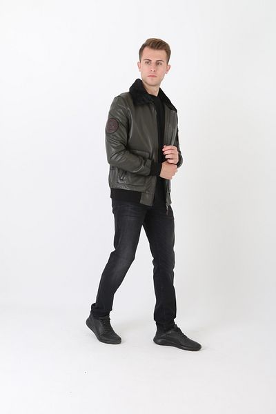 NYC GİYİM TEKSTİL Pilot coat genuine leather men's green color