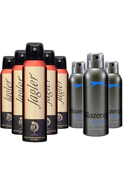 Slazenger Unisex Deodorant Active Sport 150ml X 3 Adet + Jagler Erkek Deodorant 150 ml x5 Adet