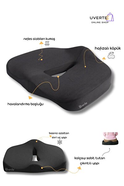 UVERTE Medikal Ortopedik Oturma Minderi Simidi Araba Ofis Koltuk Sandalye Min...