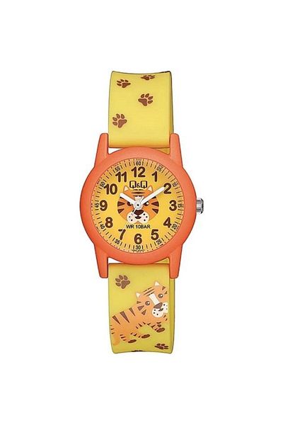 Q&Q V22A-016Vy Yellow Silicone Cord Children's Wristwatch with Numbers