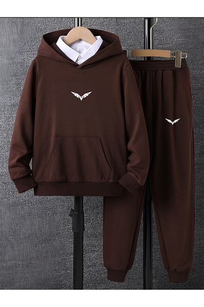 Serays moda Комплект анцуг с качулка и принт Swallow за момичета/момчета