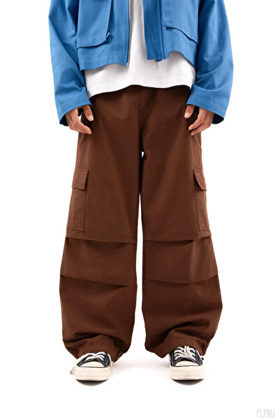 Violon بنطلون جينز بني فضفاض مع جيوب وسدادات