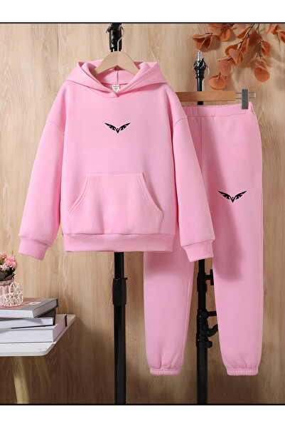 Serays moda Σετ αθλητική φόρμα με κουκούλα για κορίτσι/αγόρι με στάμπα χελιδο...