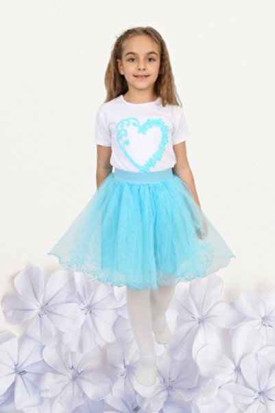 NACAR NEW STYLİSH Girl's April 23 Outfit Costume Tutu Skirt Short Sleeve Patt...