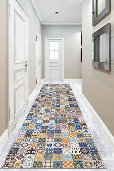 Viva Weaver's Kaymaz Tabanlı Çini Desen Rulo Yolluk Ar337