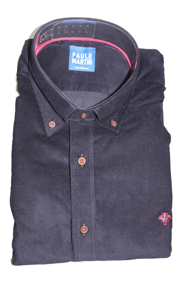 Paul Martin Canadian Erkek İnce Ftil Kadife Gömlek Siyah