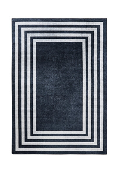 Kaşmir Halı Sare By Frame Black Yıkanabilir Kaymaz Taban Salon Mutfak Halısı Yolluk