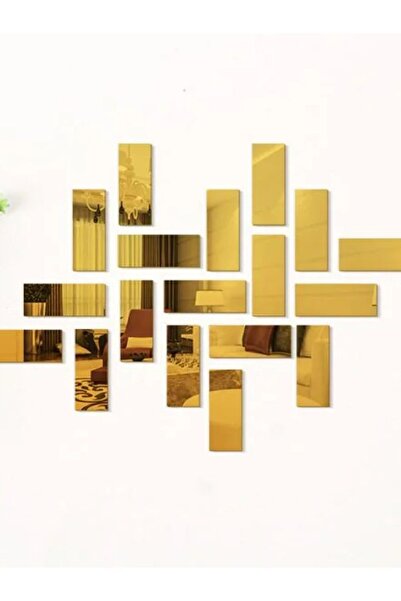 HomeJamin Dekoratif Tuğla Desenli Gold Pleksi 15 Adet 5x20cm Kendinden Yapışkanlı )