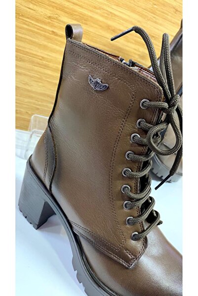 Scavia Keen RM 574 Fermuarlı Bağcıklı Hakiki Deri Ortopedik Topuklu Postal Bot