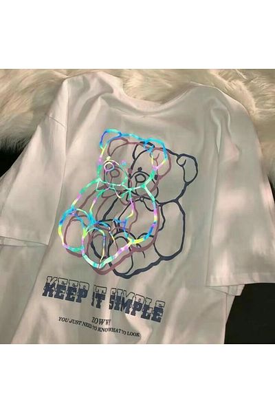 Gofeel Harajuku Keep It Simple Bear Detailed Oversize Unisex T-Shirt
