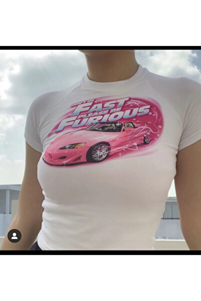 Gofeel Harajuku Fast Please Furious Λεπτομερές Μισό T-shirt Crop Μπλούζα