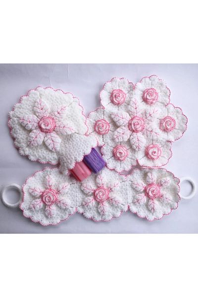 Oiz Story Hand Knitted Bath Loofah Set of 3 Pink