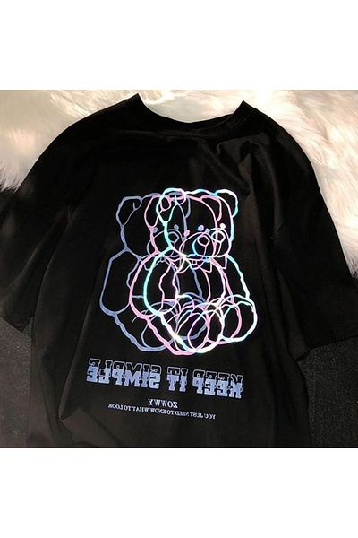 Gofeel Harajuku Keep It Simple Bear Detailed Oversize Unisex T-Shirt