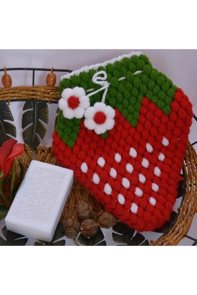 Oiz Story Hand Knitted Strawberry Bath Loofah (dowry)