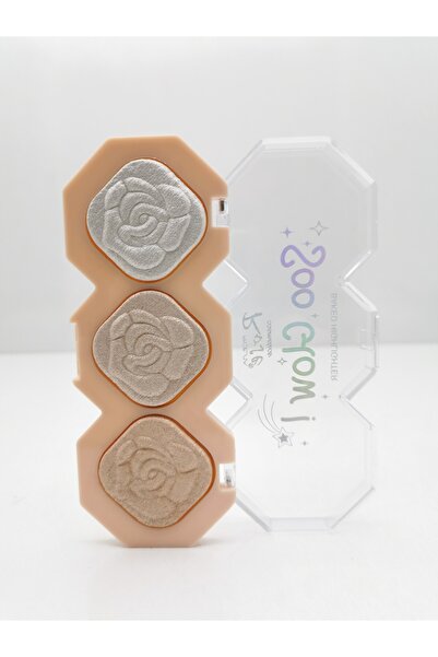 AİLY COSMETİCS Rose Soo Glow 3'lü Aydınlatıcı Palet - Hıghlıghter