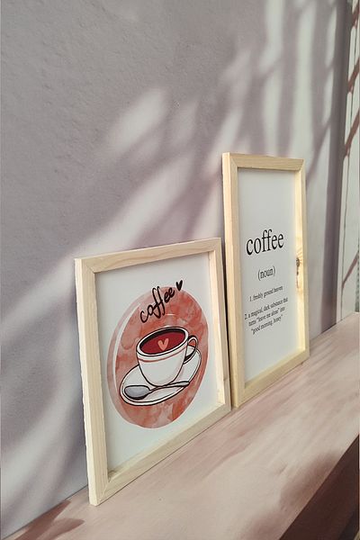 Wooden Factory Coffee Noun Cup Ξύλινο Πλαίσιο Σετ ζωγραφικής 2 τεμαχίων