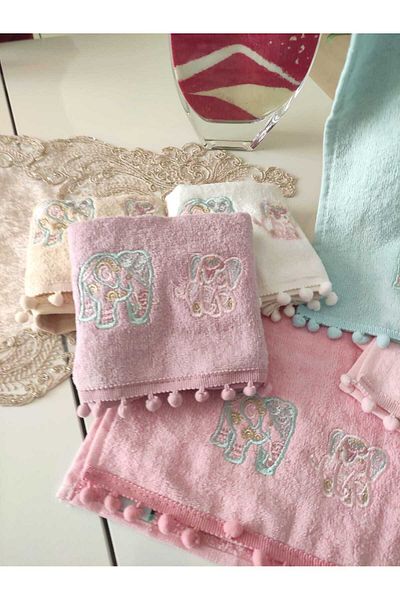 denizli hatırası 30x50 bucatarie flora catifea elefant pachet 6 prosoape de bucatarie brodate cu pompon