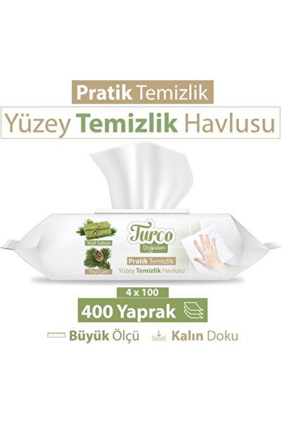 Baby Turco Turco Doğadan Pratik Yüzey Temizlik Havlusu 4X100 (400 Yaprak)