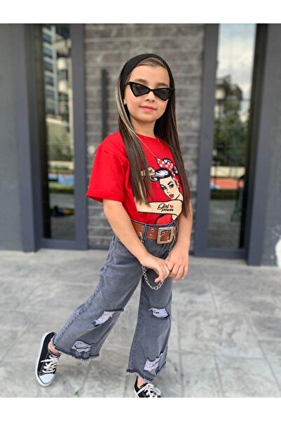 KOKOSH Kız çocuk İspanyol paça pantolon ve tshirt takımı