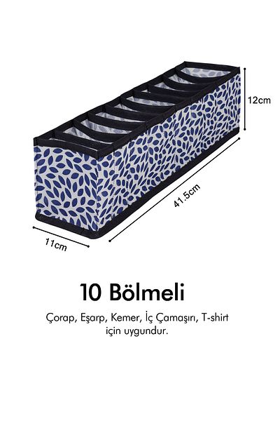 REKHOME 10 Compartment Leaf Dark Blue Cabinet Drawer Accordion Folding Laundry Organizer