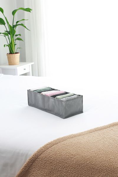 REKHOME 8 Compartment Gray Cabinet Drawer Accordion Type Folding Laundry Organizer