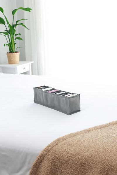 REKHOME 10 Compartment Gray Cabinet Drawer Accordion Type Folding Laundry Organizer