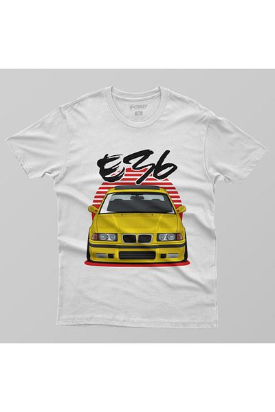 Crazy Ανδρικό T-shirt Bmw E36 Yellow