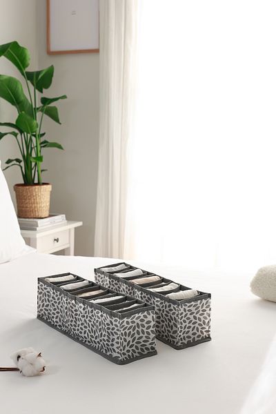 REKHOME Set of 2 Leaf Gray 10 Compartment Cabinet Drawer Accordion Folding Laundry Organizer