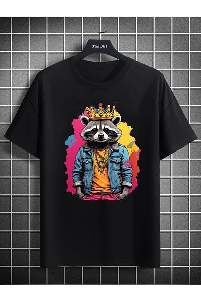 Pisa Art Μπλουζάκι Raccoon King Oversize