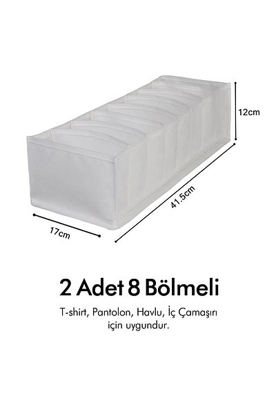 REKHOME Σετ 2 Λευκό Συρτάρι Ντουλάπας 8 Διαμερισμάτων Πτυσσόμενο Ακορντεόν Τύπος Πτυσσόμενο Πλυντήριο Οργάνωσης