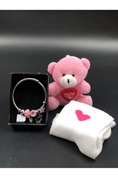 Masalsı Concept Sevimli Ayıcık,Kalp Çorap,Pandora Çelik Bileklik Sevgiliye He...