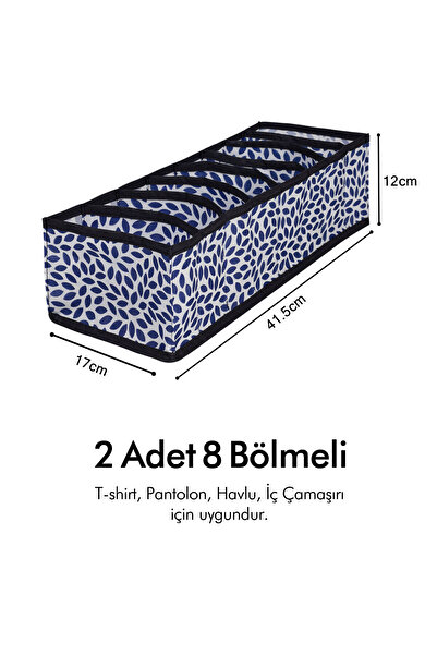 REKHOME Набір з 2 штук темно-синіх 8-секційних шаф для висувних ящиків, що складаються гармошкою, для упорядкування білизни