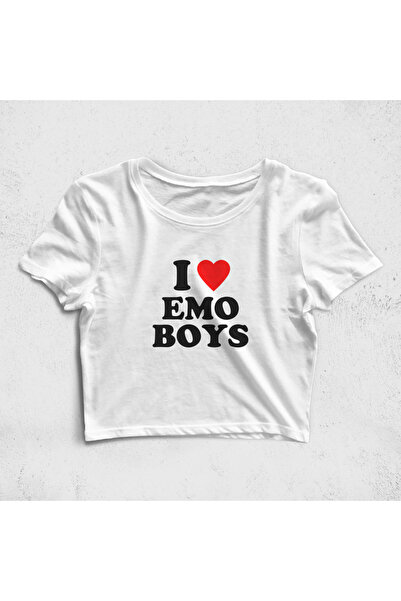 Built By Crazy Tricou Croptop I Love Emo Boys