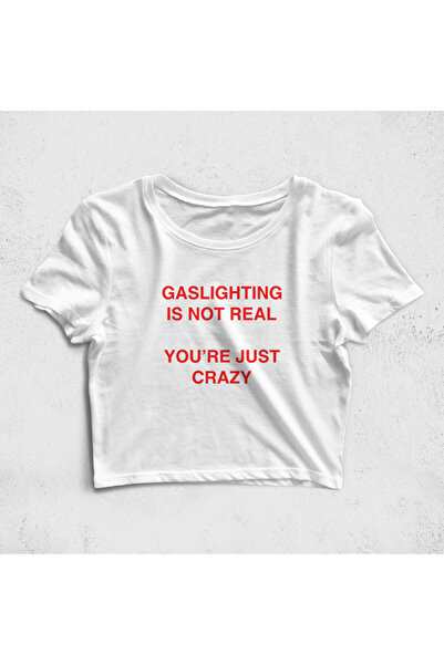 Built By Crazy Gaslighting nu este real, doar tricou Crazy Croptop