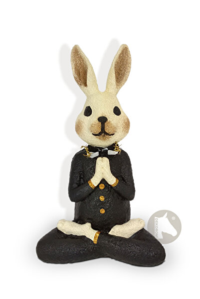 Dekoromi Dekoratif Yogacı Tavşan Biblo (19x12cm)