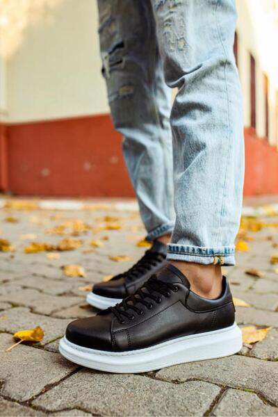 Knack Παπούτσια Casual με ψηλή σόλα - Μαύρο (Λευκή σόλα)