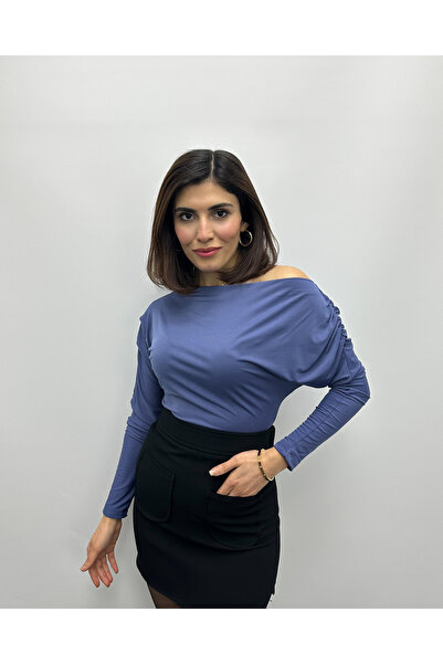 deqfashion قبالة الكتف بلوزة الأكمام الخفافيش