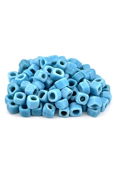 Selvi Konsept Kare Cam Boncuk Mat Mavi Küçük Boy 8 mm 40 Adet