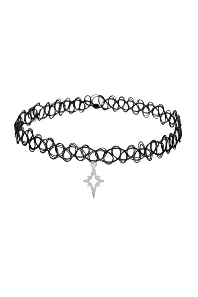 TakıConcept Kuzey Yıldızı Sallantılı Siyah Choker Kadın Kolye