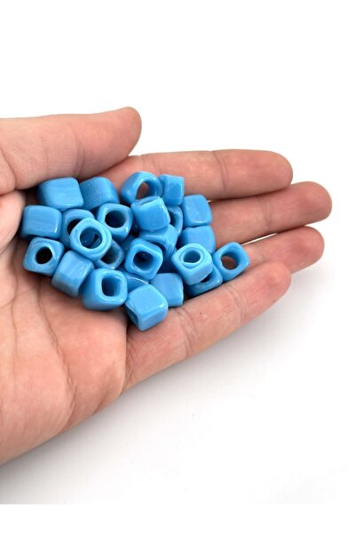 Selvi Konsept Kare Cam Boncuk Mavi Orta Boy 10 Mm 30 Adet