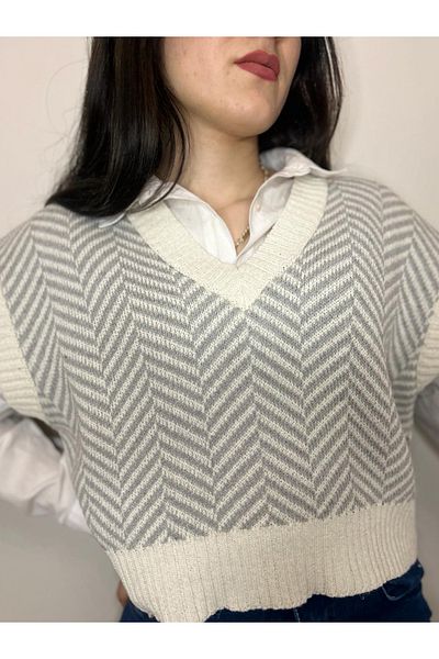 MODA MHE FASHION MH V-NECK FISH BACK CROP