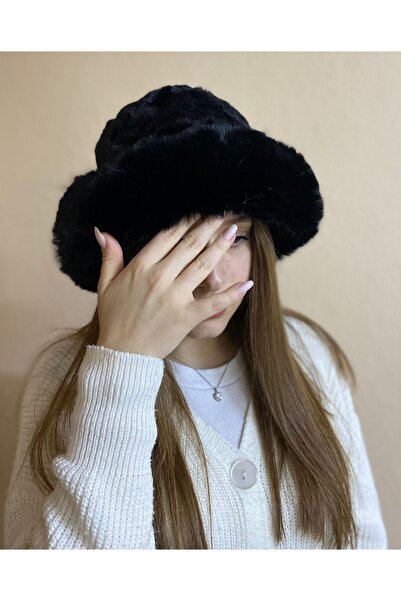 sema aksesuar Εισαγόμενο γούνινο στρογγυλό καπέλο Heart Bucket βελούδινο καπέ...