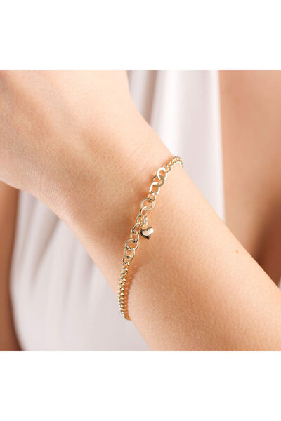 Sembol Gold Altın Ataç Bileklik Kalp Formlu