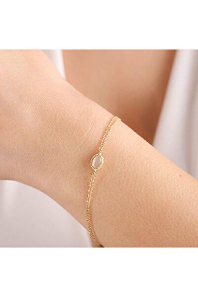 Sembol Gold Altın Vintage Bileklik Opal Beige
