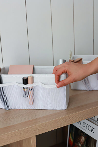 REKHOME Σετ 2 Λευκό Μακιγιάζ Καλλυντικό Organizer Κουτί Μακιγιάζ