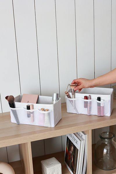 REKHOME Σετ 2 Λευκό Μακιγιάζ Καλλυντικό Organizer Κουτί Μακιγιάζ