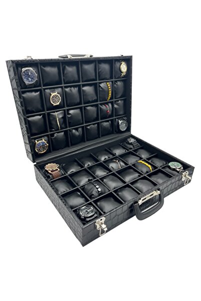 sezginkutuveaksesuar Saat Çantası 48 li Rugan Siyah Deri