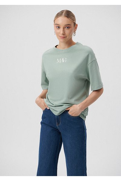 Mavi Grünes T-Shirt mit Logo-Print, Übergröße/weiter Schnitt1611593-71787