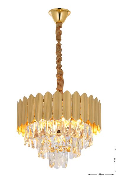 Avizemoda Rossa 40-Piece Crystal Prism Stone Luxury Chandelier - (Yellow Gilding Color)