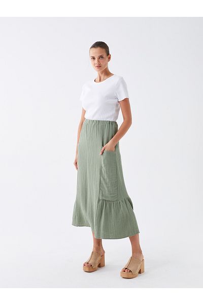 LC Waikiki Plain Muslin Women's Skirt with Elastic Waist